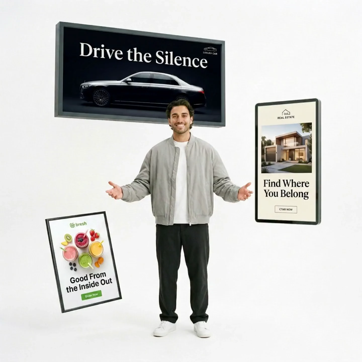 OOH advertising: digital billboard and grocery store screen campaign for a small business
